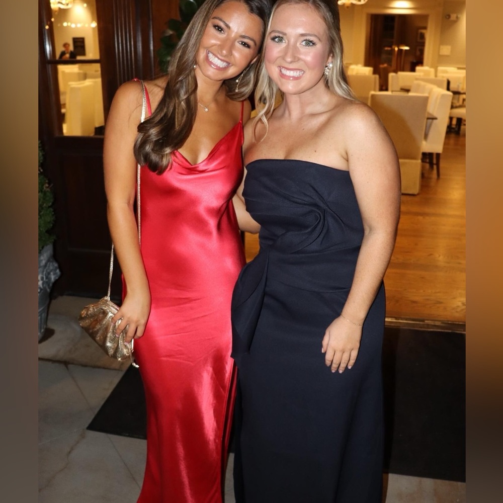 Red silk formal dress